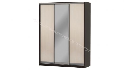 Шкаф-купе "Мираж 17.1" 3-х дверный с зеркалом Венге/Млечный дуб