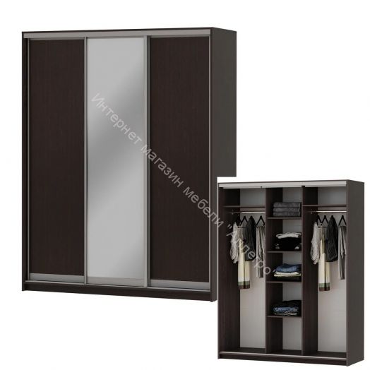 Шкаф-купе "Мираж 17.1" 3-х дверный с зеркалом Венге