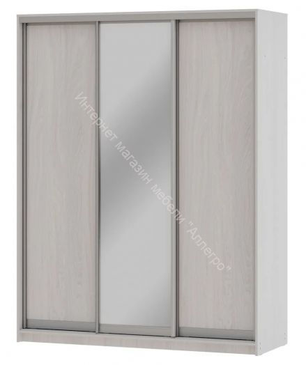 Шкаф-купе "Мираж 17.1" 3-х дверный с зеркалом Ясень анкор светлый