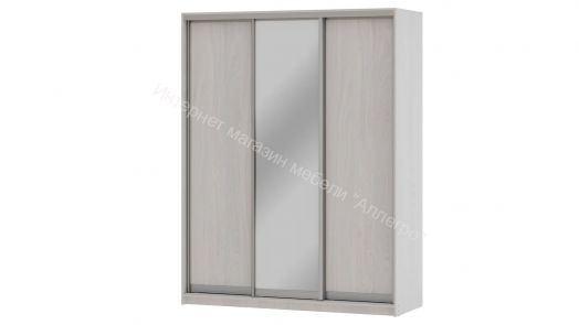 Шкаф-купе "Мираж 17.1" 3-х дверный с зеркалом Ясень анкор светлый