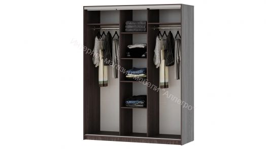 Шкаф-купе "Мираж 17.1" 3-х дверный с зеркалом Ясень анкор темный