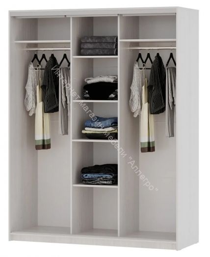 Шкаф-купе "Мираж 17.1" 3-х дверный с зеркалом Ясень анкор светлый/Ясень анкор темный