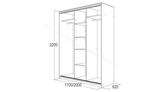 Шкаф-купе "Мираж 17.1" 3-х дверный с зеркалом Ясень анкор светлый/Ясень анкор темный