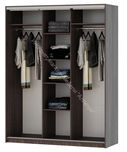 Шкаф-купе "Мираж 17.1" 3-х дверный с зеркалом Ясень анкор темный/Ясень анкор светлый