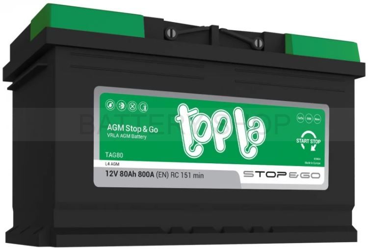 Topla AGM Start-Stop 80Ah 800А обрат. пол.