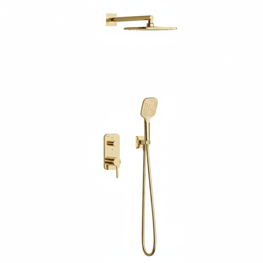 Teska Alinda İkiyönlü Ankastre Duş Batarya Seti (Mat Gold)
