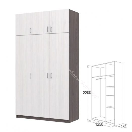 Шкаф 3-х дверный Флагман 2 с антресолью Ясень анкор темный/Ясень анкор светлый