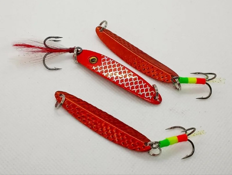 Блесна Белый Волк "Судачья Рифлёная" 70 мм. Красно-Оранжевая (кровь) УФ