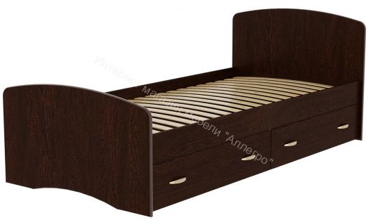 Кровать-6 одинарная (800/900*2000) с 2-мя ящиками Венге