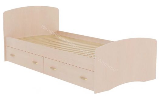 Кровать-6 одинарная (800/900*2000) с 2-мя ящиками Млечный дуб