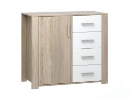 Сопрано Комод No 1 (ш928*г459*в823мм) Дуб Сонома/Белый