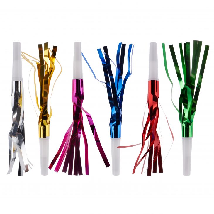 Карнавальные гудки, Шумчики, Ассорти, Металлик, 16 см, 6 шт