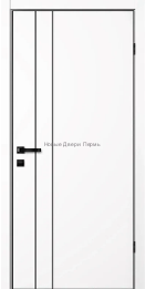 Межкомнатная дверь Matrix 58 белая с чёрной алюминиевой кромкой