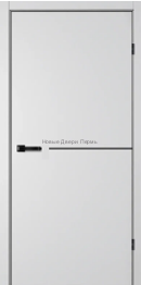 Межкомнатная дверь Fusion FN32 серебристая с чёрным молдингом