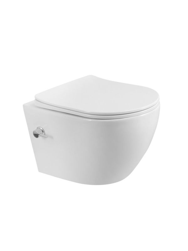 Унитаз подвесной с сиденьем, функцией биде и смесителем BelBagno MARINO BB7026CH-TOR-BS/SC