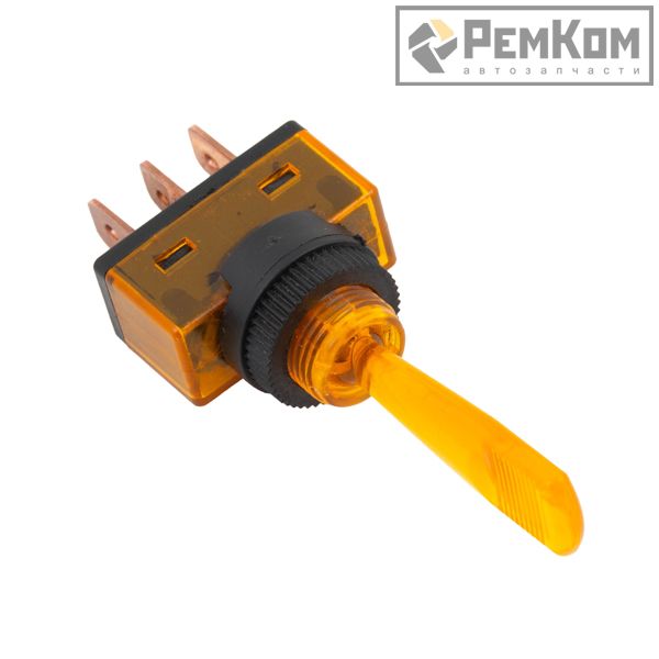 RK05064 * Тумблер (выключатель) однополюсный желтый, с подсветкой 3 контакта 12V 20A
