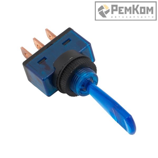 RK05065 * Тумблер (выключатель) однополюсный синий, с подсветкой 3 контакта 12V 20A