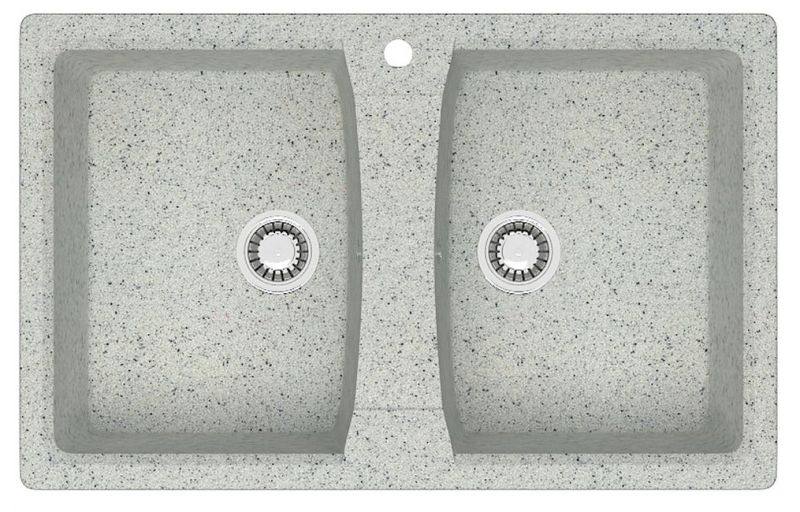 Кухонная мойка AZARIO Elmas 780х500х190 двойная, искусственный мрамор, светло серый CS00078335