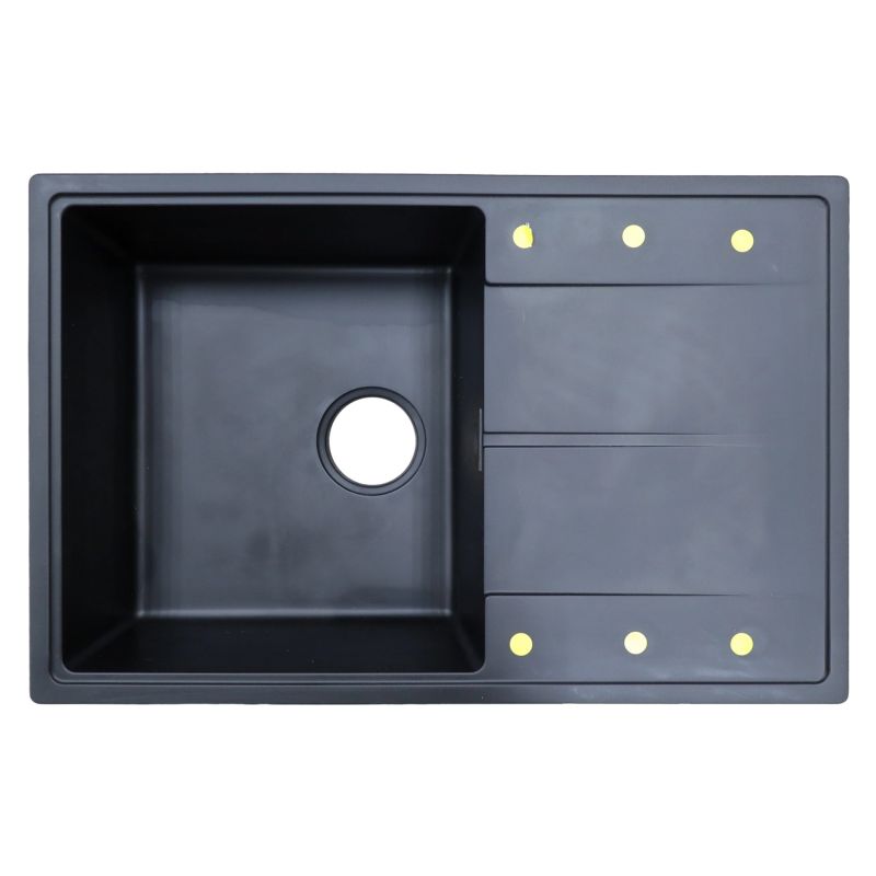 Кухонная мойка AZARIO Izmir 740х480х197 кварцевая, прямоугольная, Черный CS00097684