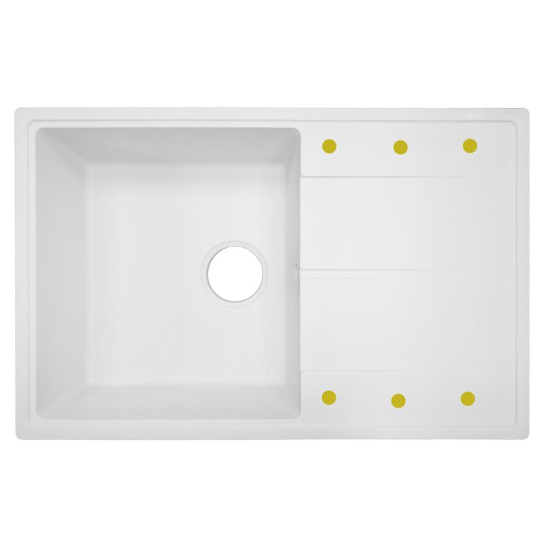 Кухонная мойка AZARIO Izmir 740х480х197 кварцевая, прямоугольная, Белый CS00097681