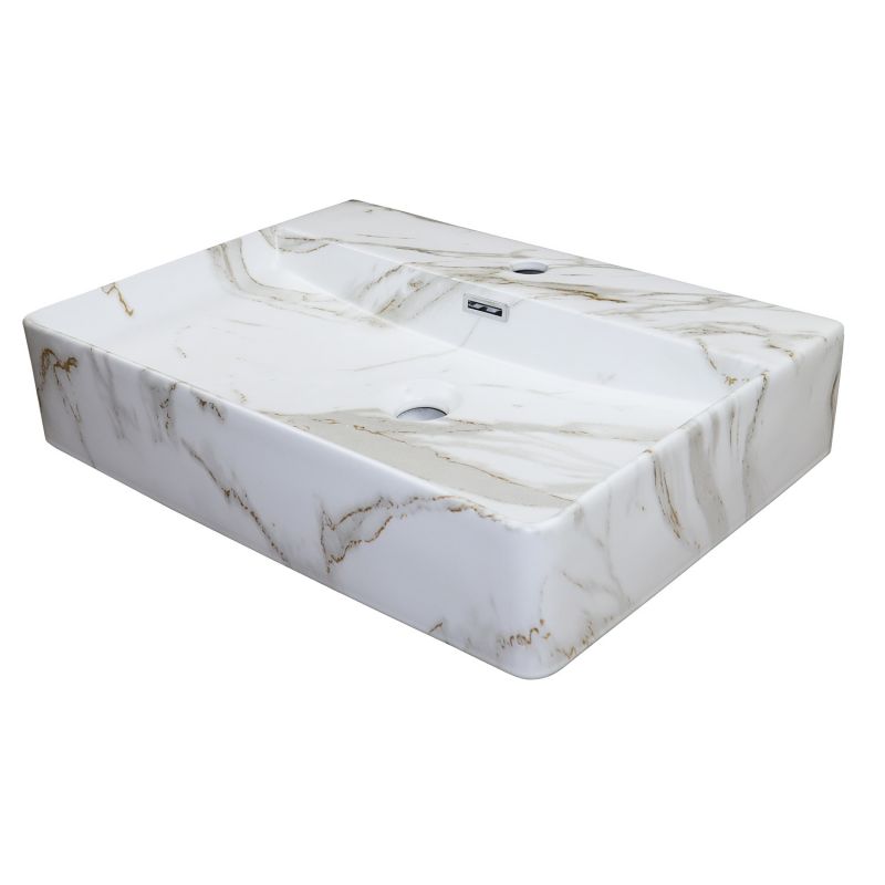 Раковина накладная Azario 600х420х120 прямоугольная, светлый мрамор AZ-2173-M845