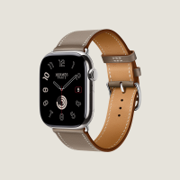Часы Apple Watch Hermès Series 10 GPS + Cellular 46mm Silver Titanium Case with Etoupe Leather Single Tour