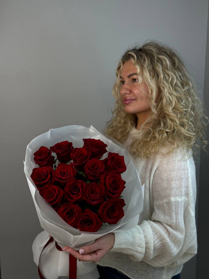 Букет из 15 бордовых роз