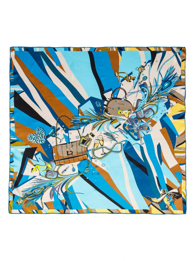 Платок женский шелк 86х86 SS03-8351-11 ELEGANZZA