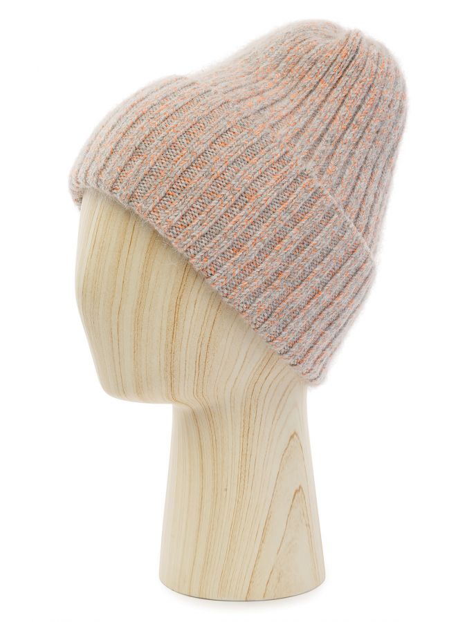 Шапка женская анг+шерсть+нейл LB-N88049 l.grey/orange LABBRA