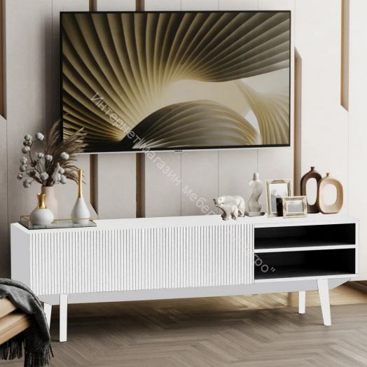 Фант 1 тумба под ТВ МДФ (Фант) Белый экспо/Белый