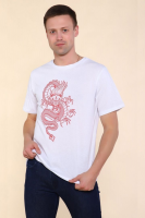 2224 Футболка мужская Тату дракона [белый/красный]