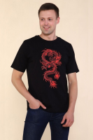 2224 Футболка мужская Тату дракона [черный/красный]
