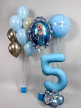 БУКЕТ ШАРОВ "АННА И ЭЛЬЗА, ХОЛОДНОЕ СЕРДЦЕ"  С ГЕЛИЕМ.