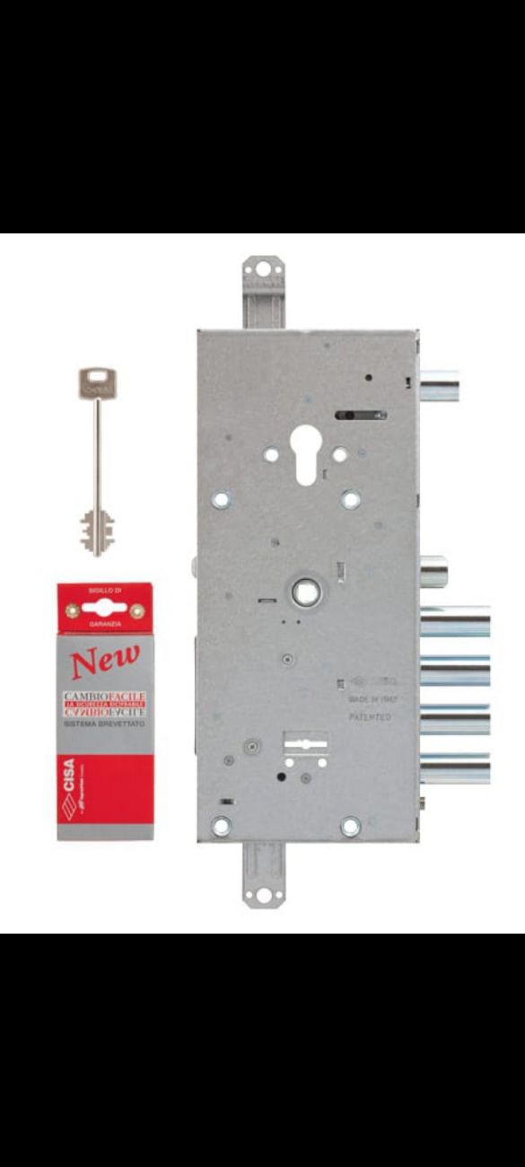 57.966 Замок Cisa (Чиза) врезной двухсистемный NEW CAMBIO FACILE 57.966.48 (тех. упаковка), ключ 64 мм