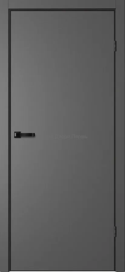 Межкомнатная дверь NEO 1 — минимализм, эмалит графит, анодная кромка