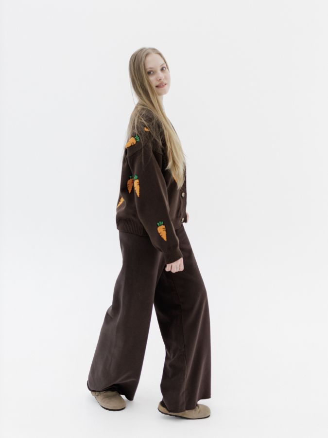 Брюки оверсайз шоколад из 3х нитки