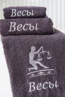 14418/10 Знаки зодиака полотенце махровое плотность 350гр [графит+весы]