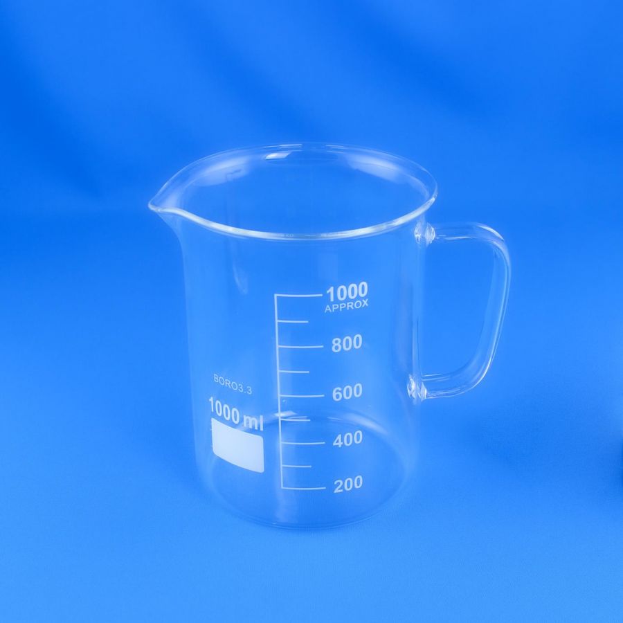 Стакан лабораторный со стеклянной ручкой Labdevices В-1-1000, 1000 мл, стекло Boro 3.3, градуированный