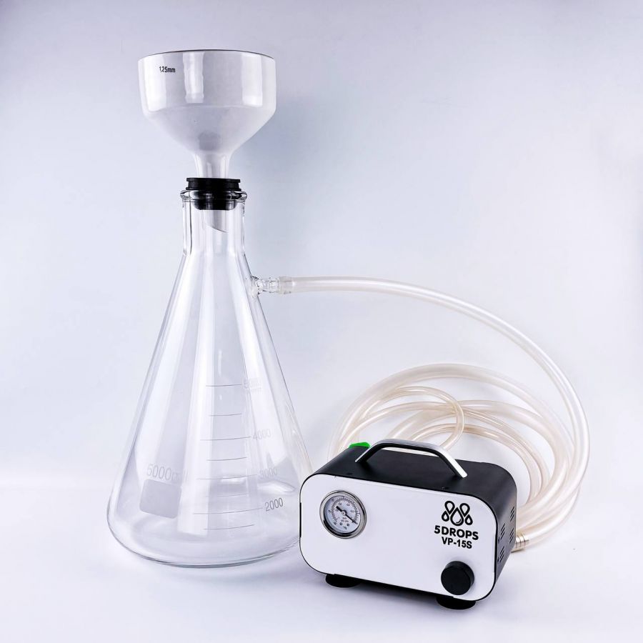 Вакуумная установка с насосом Labdevices-VP-15S + воронка Бюхнера 125 мм + колба Бунзена 5 л.