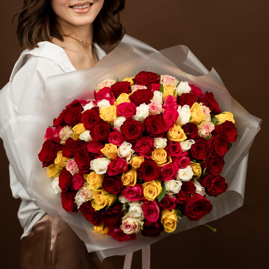 Роза микс 101 шт (Кения, 40см)