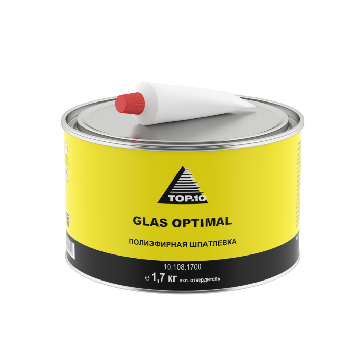 TOP.10 Полиэфирная шпатлевка GLAS OPTIMAL с отвердителем 1.7кг.