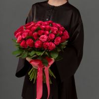 51 ярко-розовая роза 40 см (Кения) под ленту