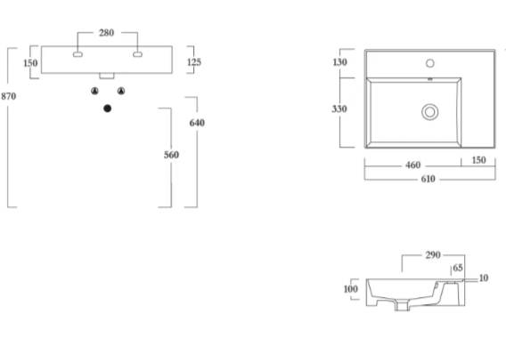 Раковина Olympia Drop DRP4360VS1 накладная/подвесная 60x46x15 см раковина слева ФОТО