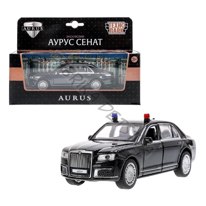 Машинка металлическая «Аурус сенат», открываются двери, багажник, инерция, 13.5 см, черный