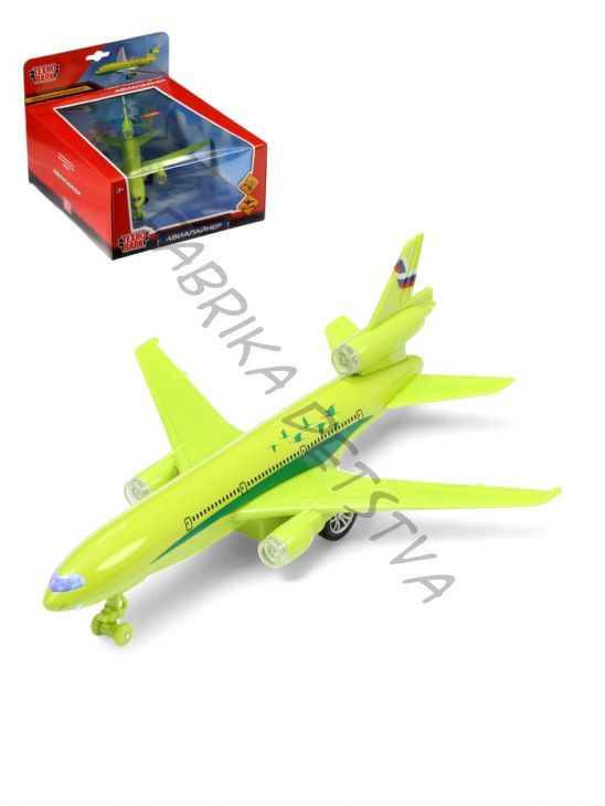 Самолёт металлический «Авиалайнер», инерция, свет, звук