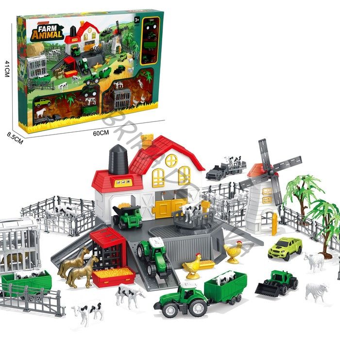 Игровой набор «Ферма», парковка для машин, амбар, вольеры, транспорт, животные