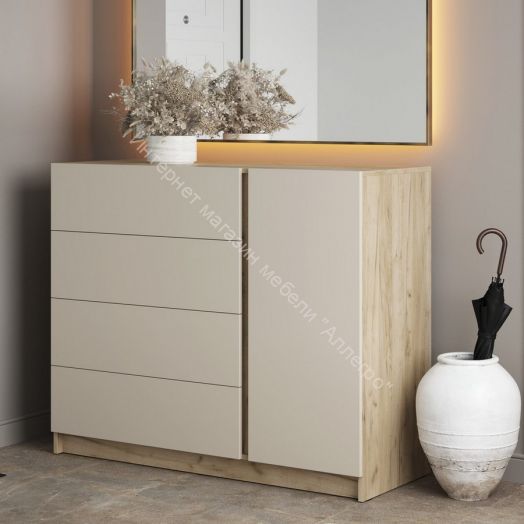 Комод "Бостон" КМ-001 (Дуб крафт серый/Кашемир)