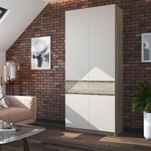 Шкаф 2-х створчатый ШК-001 "Бостон" Дуб крафт серый/Кашемир