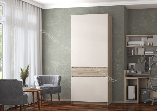 Шкаф 2-х створчатый ШК-001 "Бостон" Дуб крафт серый/Кашемир