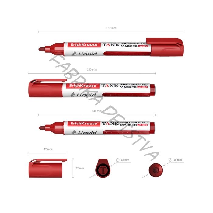 Набор маркеров для доски ErichKrause. Liquid LW-600, 4 цвета, узел 2.38 мм, ширина линии 2.38 мм, спиртовой